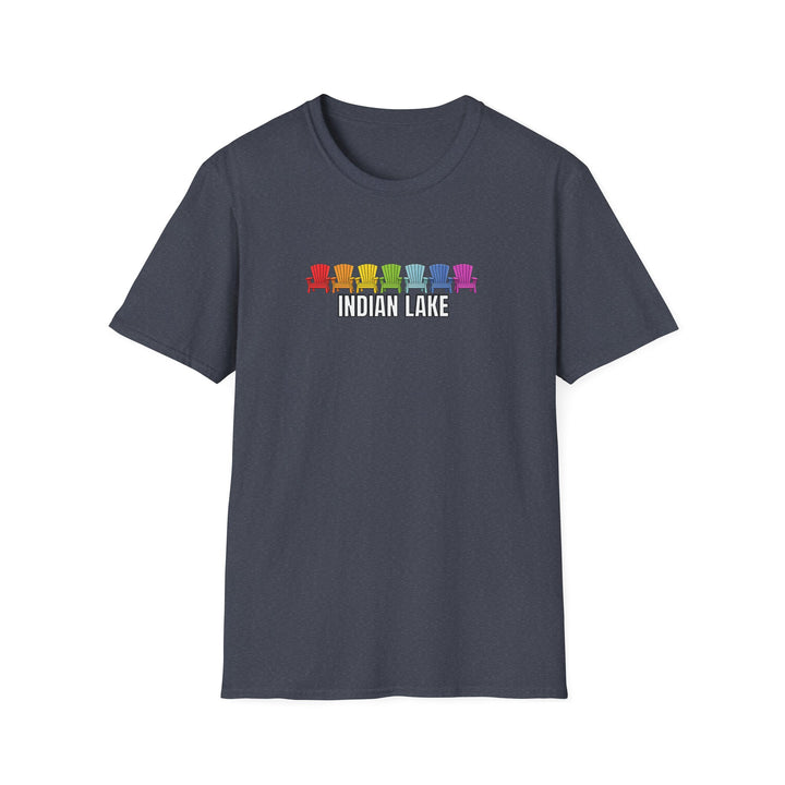 Indian Lake Unisex T-Shirt - Rainbow Chairs