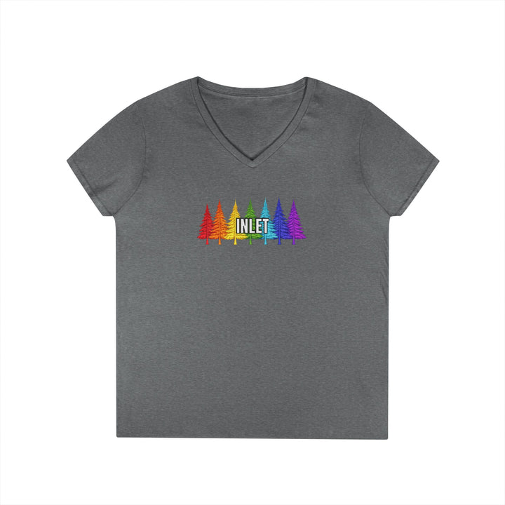 Inlet Ladies V-Neck T-Shirt - Rainbow Trees
