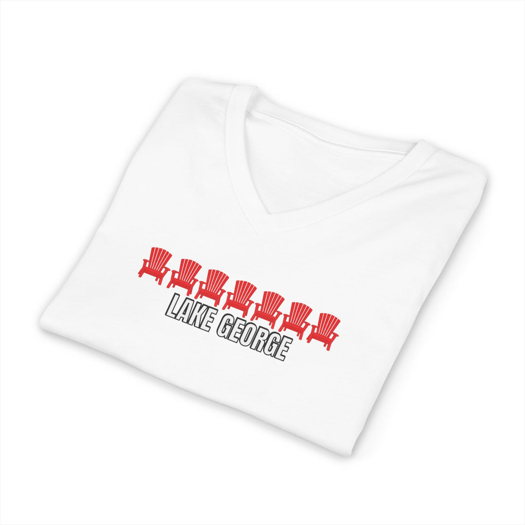 Lake George Unisex V-Neck - Red Chairs