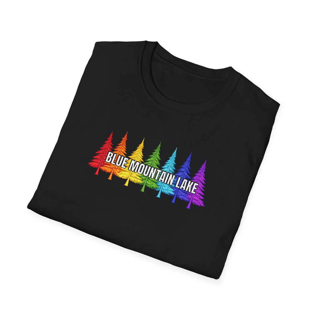 Blue Mountain Lake Rainbow Trees Unisex T-Shirt