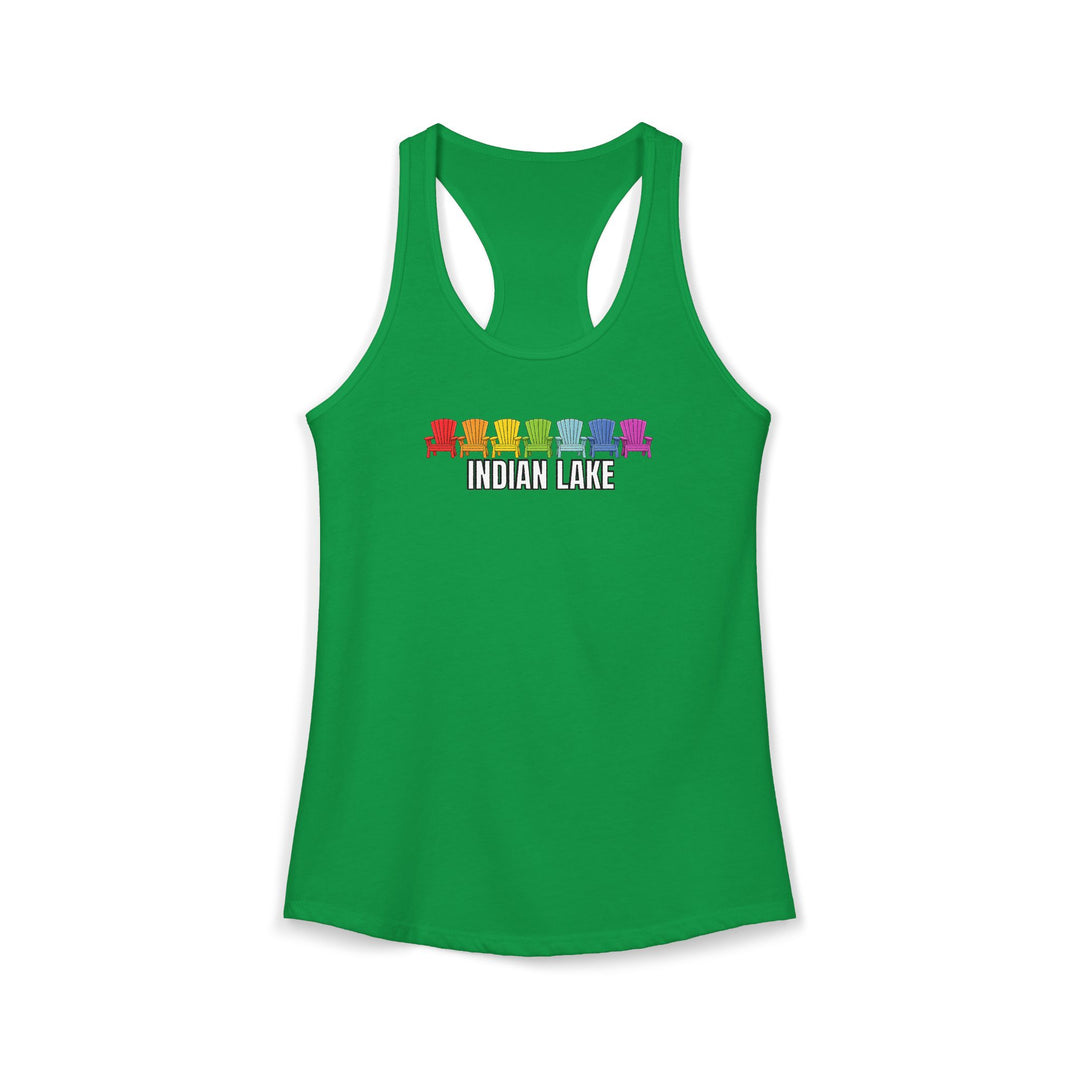 Indian Lake Ladies Racerback - Rainbow Chairs