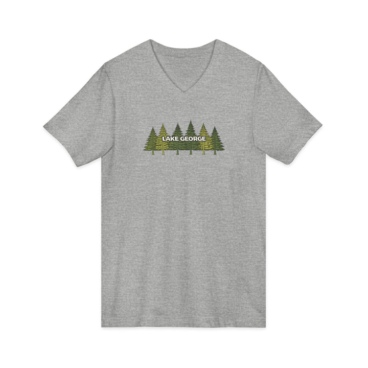 Lake George Unisex V-Neck - Green Trees