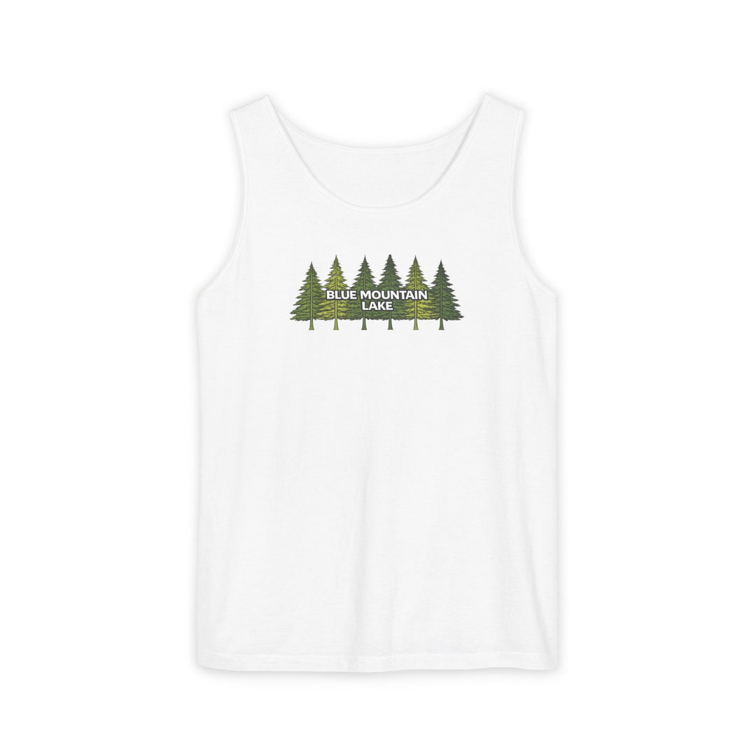 Blue Mountain Lake Pine Trees Unisex Tank
