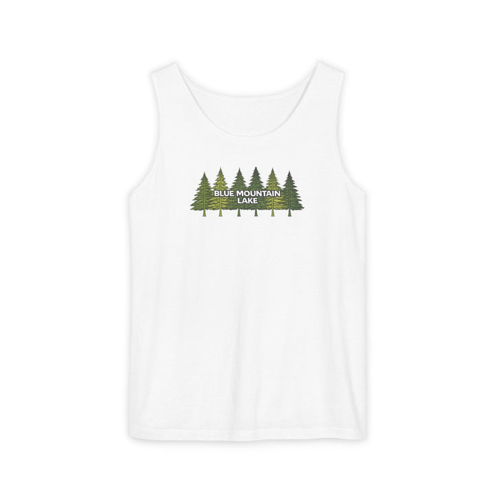 Blue Mountain Lake Pine Trees Unisex Tank