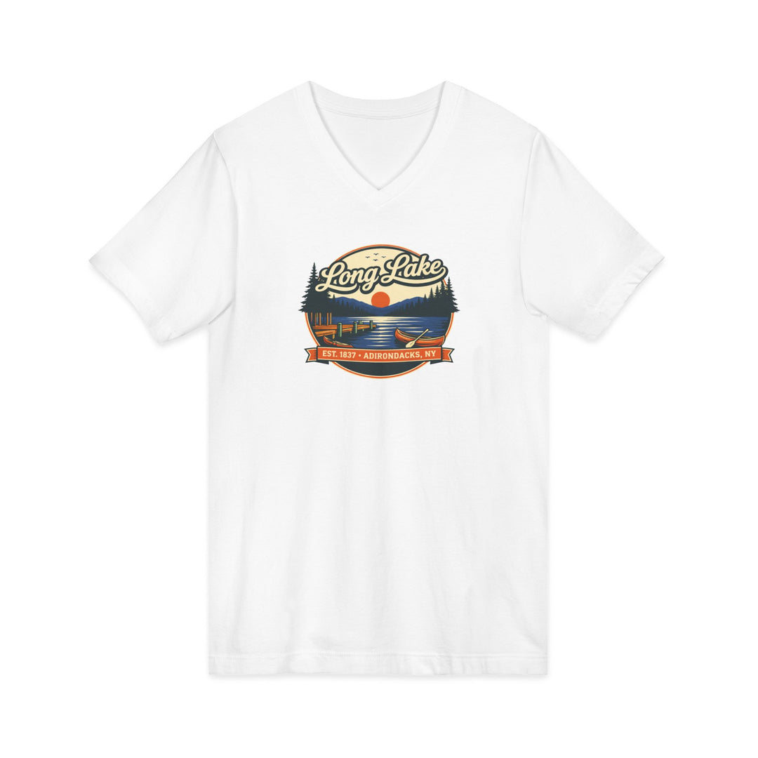 Long Lake Sunset Unisex V-Neck T-Shirt