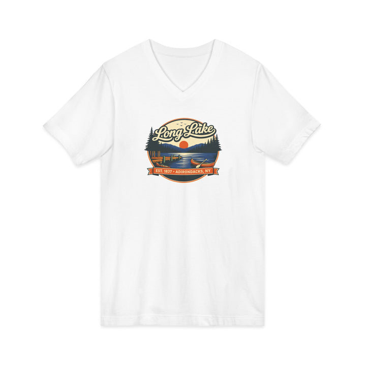 Long Lake Sunset Unisex V-Neck T-Shirt