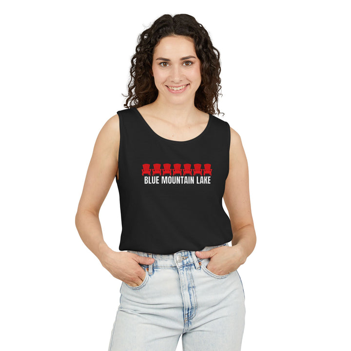 Blue Mountain Lake ADK Chairs Unisex Tank