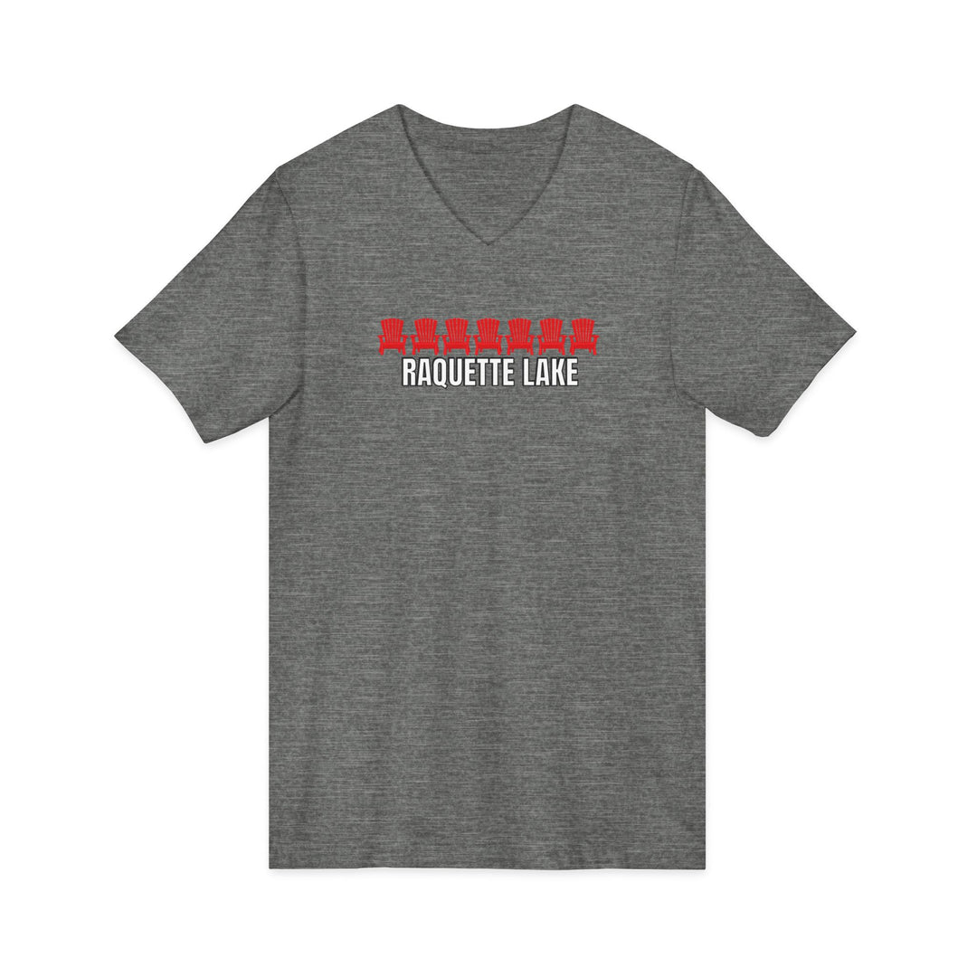 Raquette Lake Unisex V-Neck T-Shirt - Red Chairs