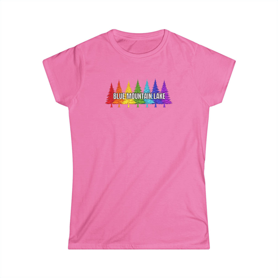 Blue Mountain Lake Rainbow Trees Ladies Tee