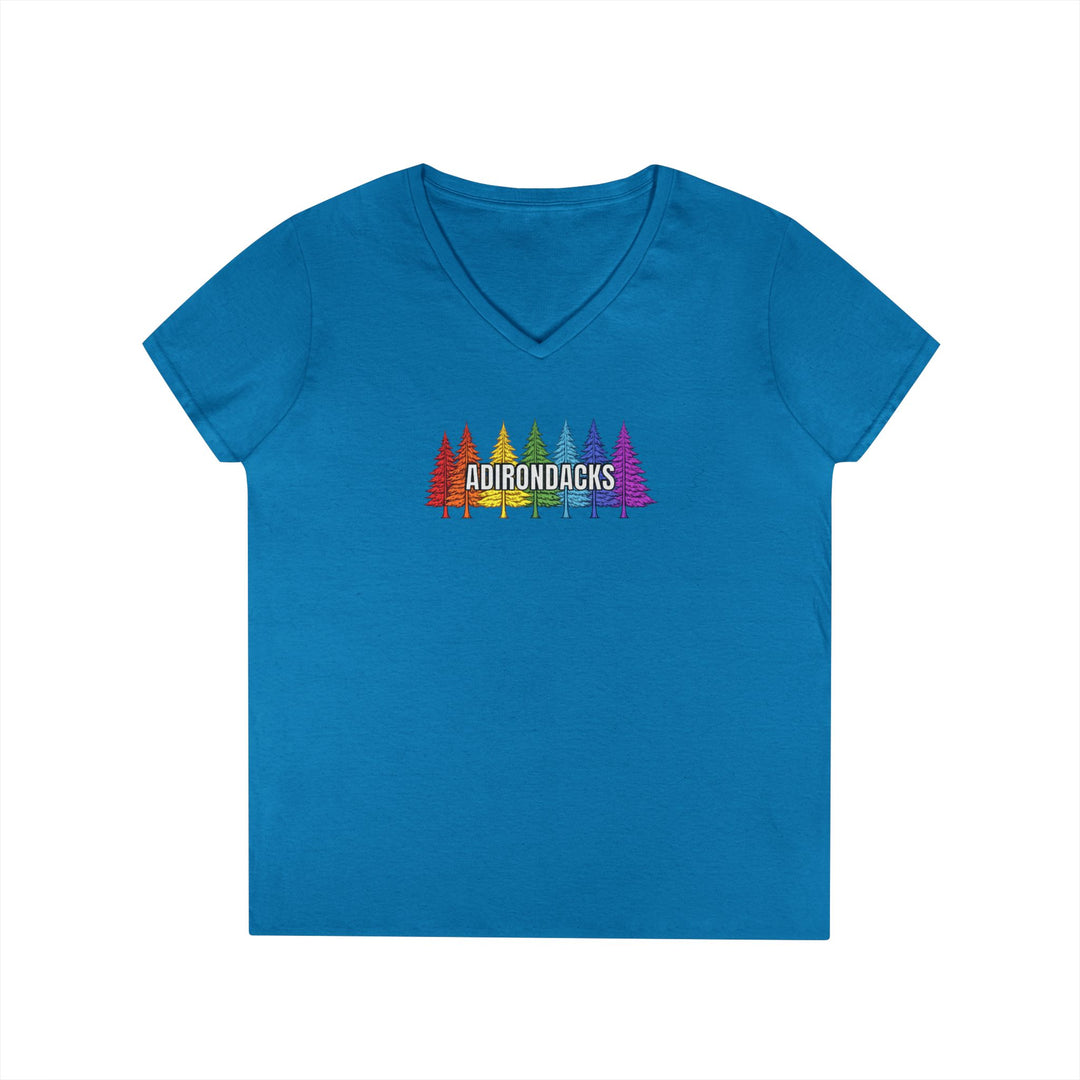Adirondack Rainbow Tree Ladies V-Neck