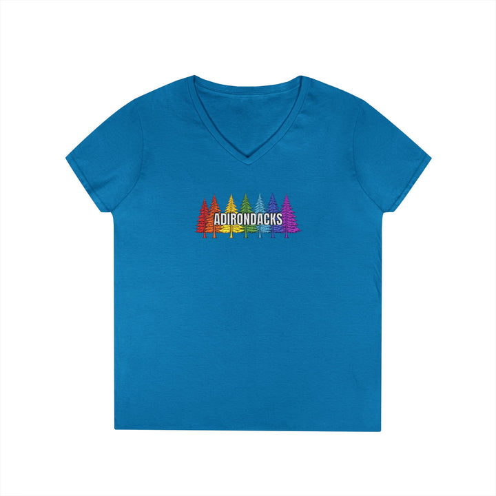 Adirondack Rainbow Tree Ladies V-Neck
