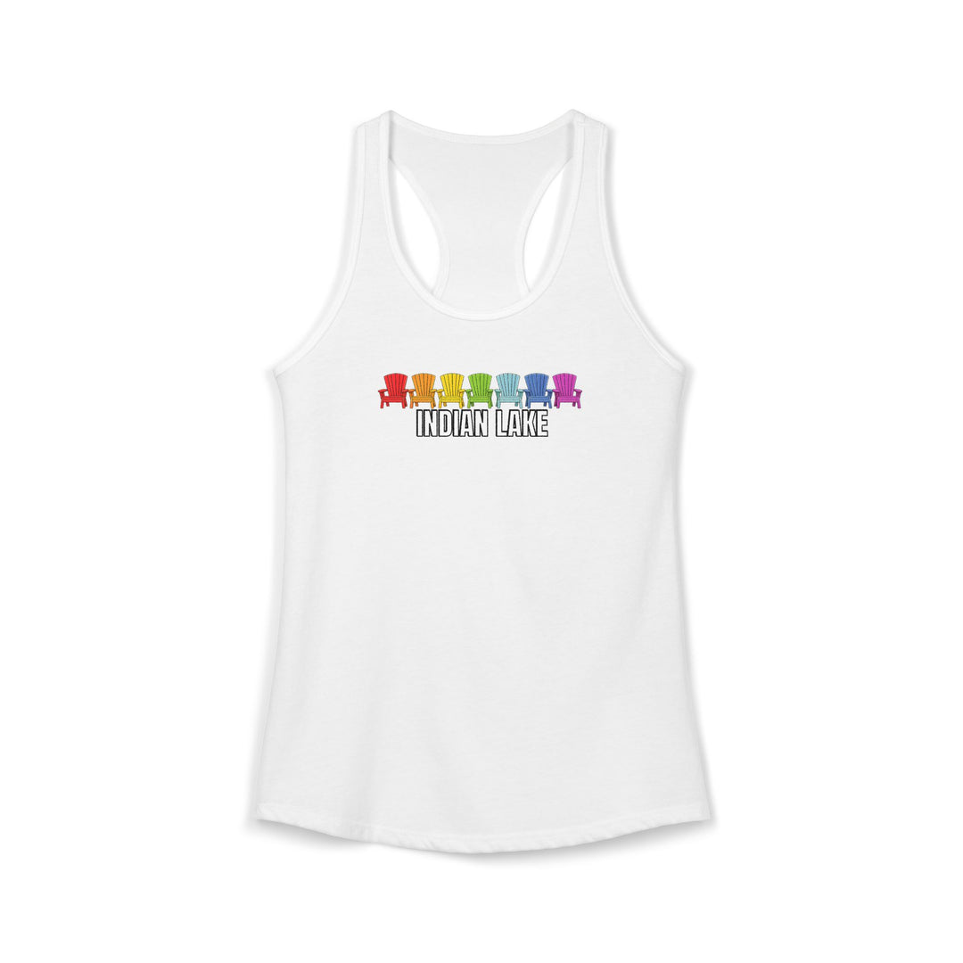 Indian Lake Ladies Racerback - Rainbow Chairs
