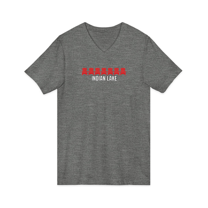 Indian Lake Unisex V-Neck T-Shirt - Red Chairs