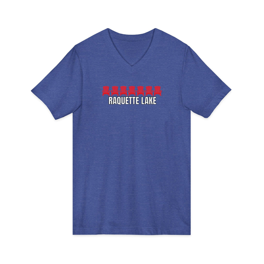 Raquette Lake Unisex V-Neck T-Shirt - Red Chairs