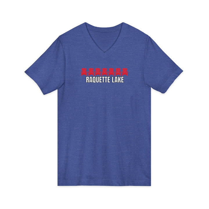 Raquette Lake Unisex V-Neck T-Shirt - Red Chairs