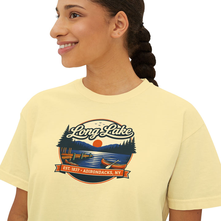 Long Lake Sunset Ladies Boxy Tee