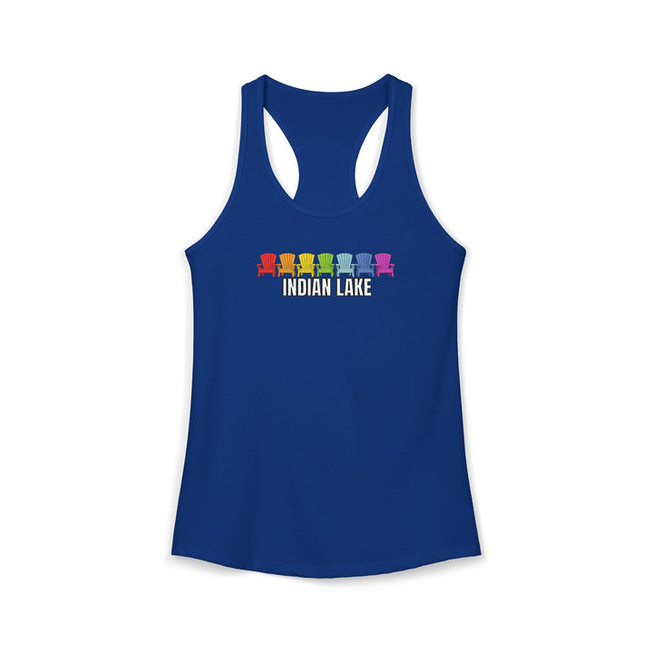 Indian Lake Ladies Racerback - Rainbow Chairs