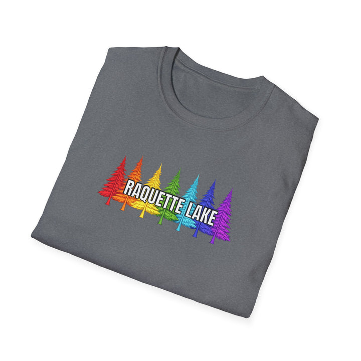 Raquette Lake Unisex T-Shirt - Rainbow Trees