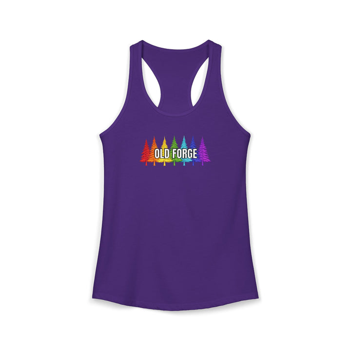 Old Forge Rainbow Trees Ladies Racerback