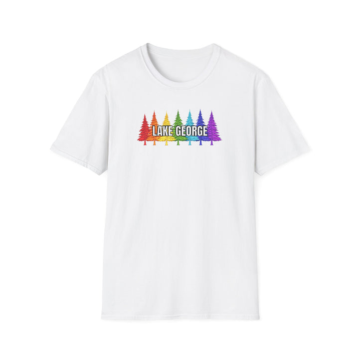 Lake George Unisex T-Shirt - Rainbow Trees