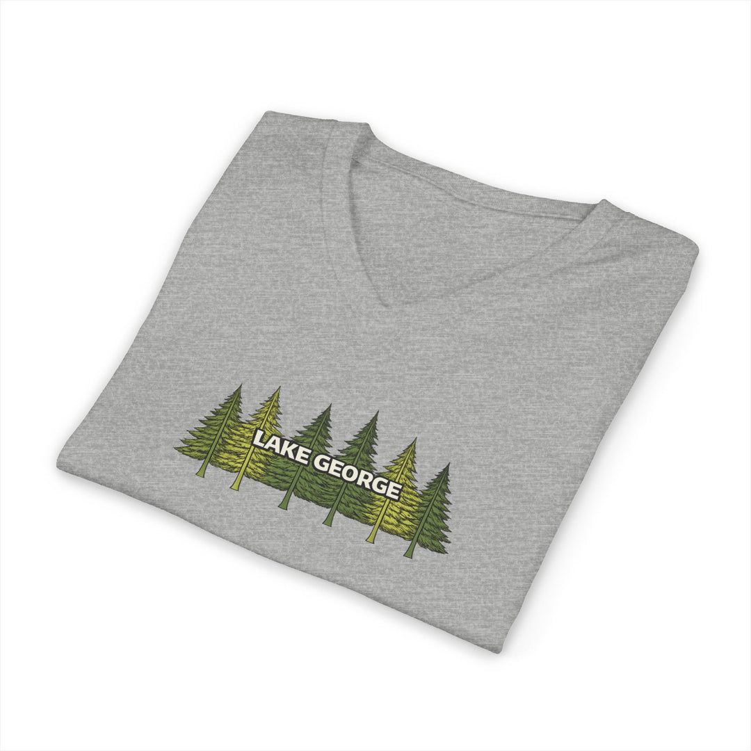 Lake George Unisex V-Neck - Green Trees