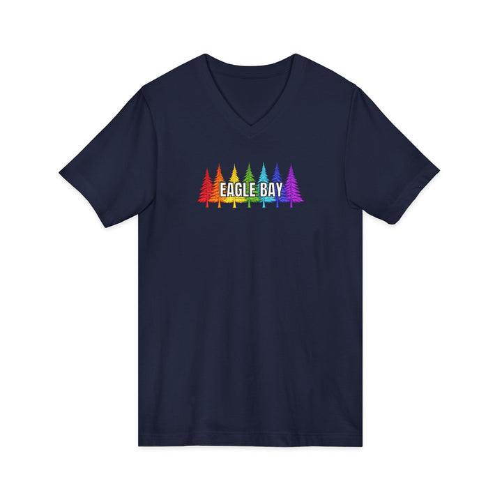 Eagle Bay Unisex V-Neck T-Shirt - Rainbow Trees