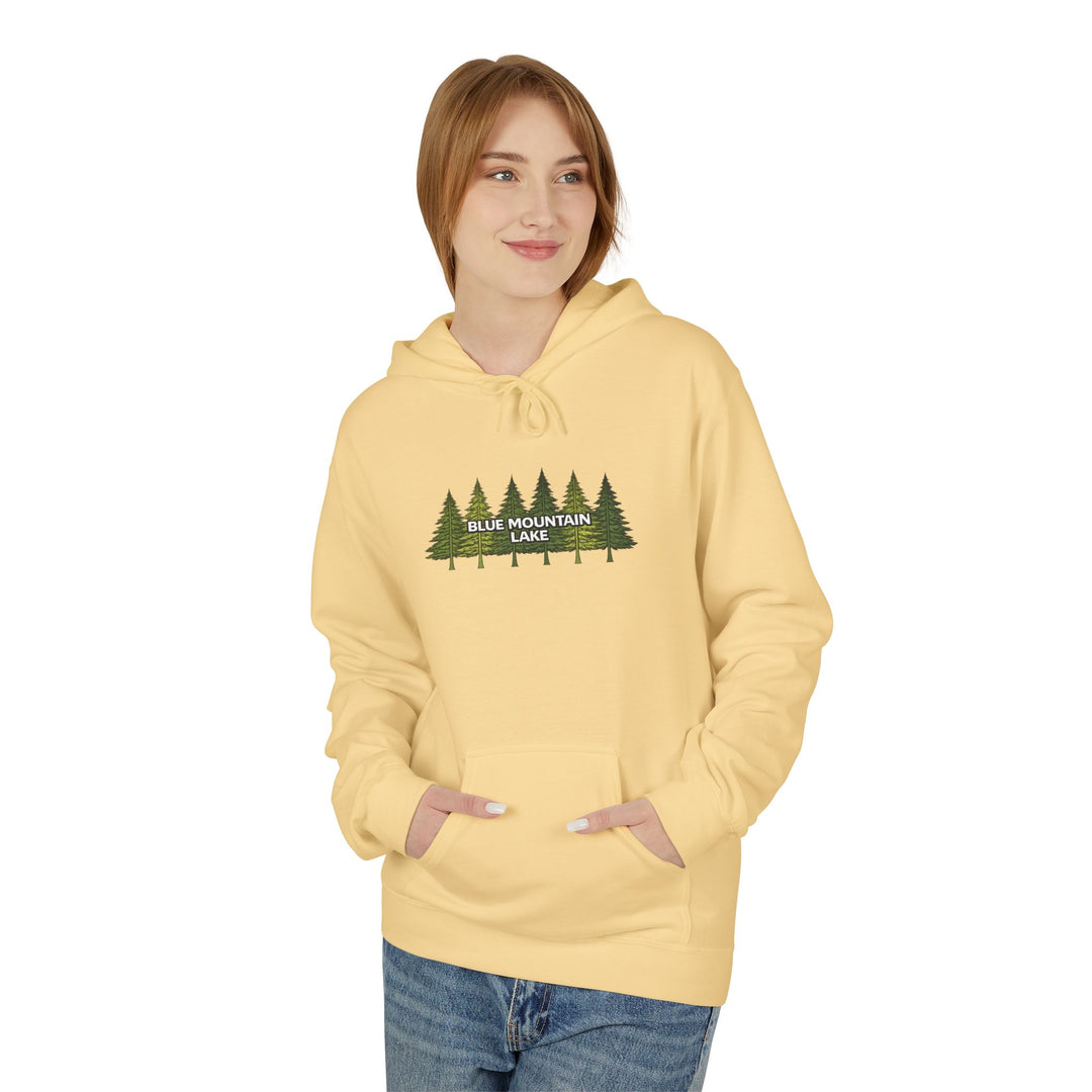 Blue Mountain Lake Pine Trees Hoodie