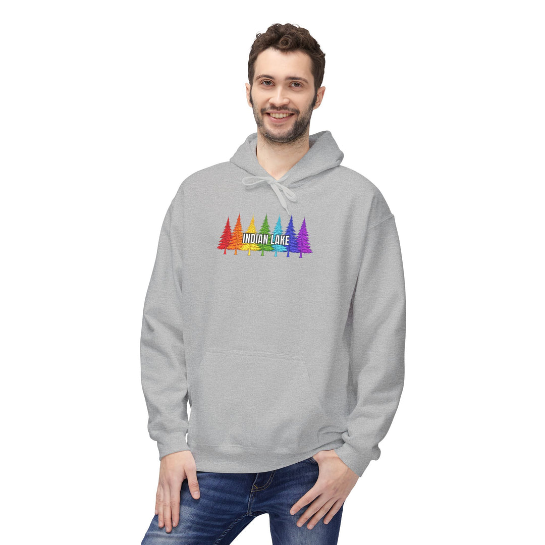 Indian Lake Hoodie - Rainbow Trees