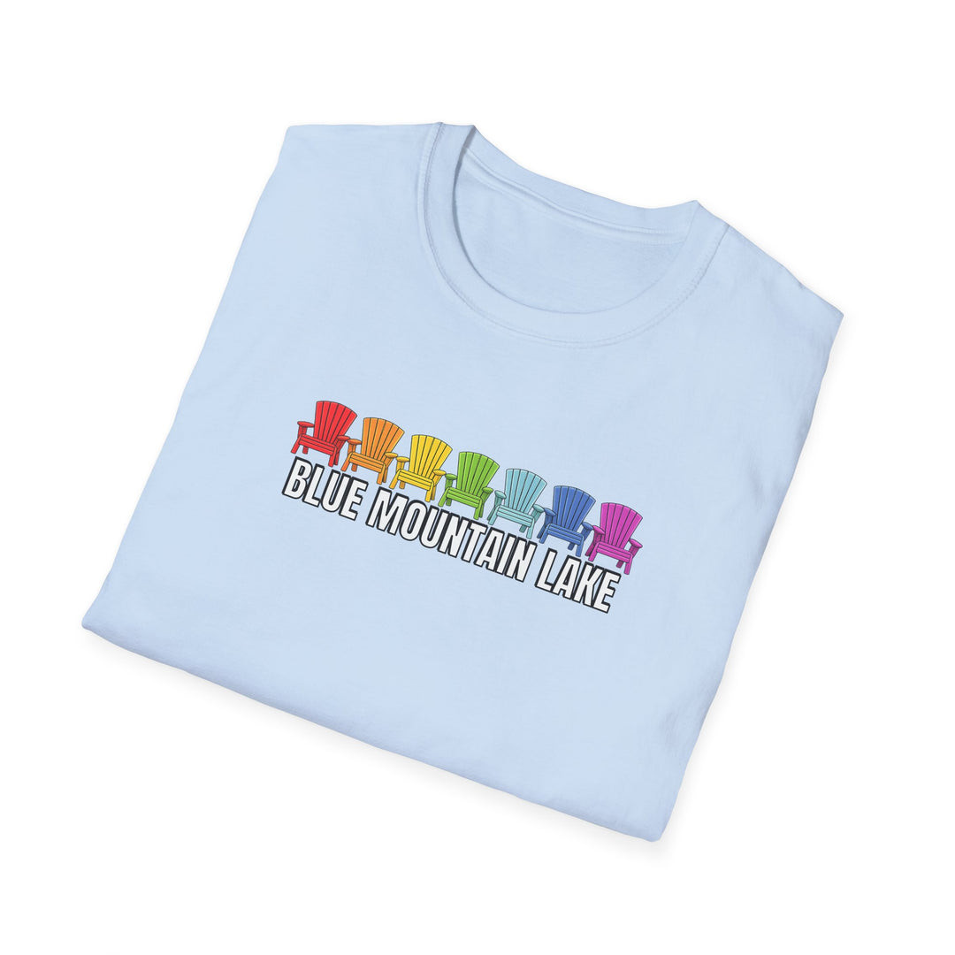Blue Mountain Lake Rainbow Chairs Unisex T-Shirt
