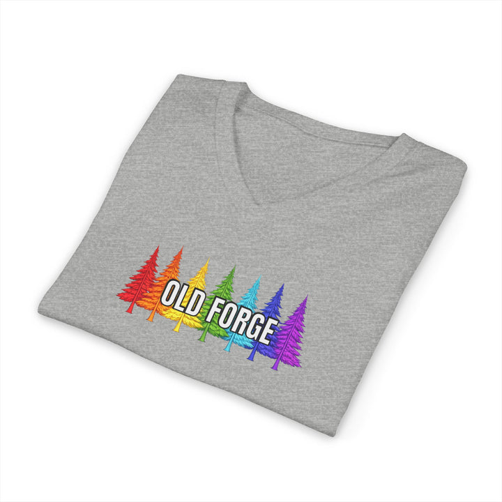 Old Forge Rainbow Trees Unisex V-Neck T-Shirt