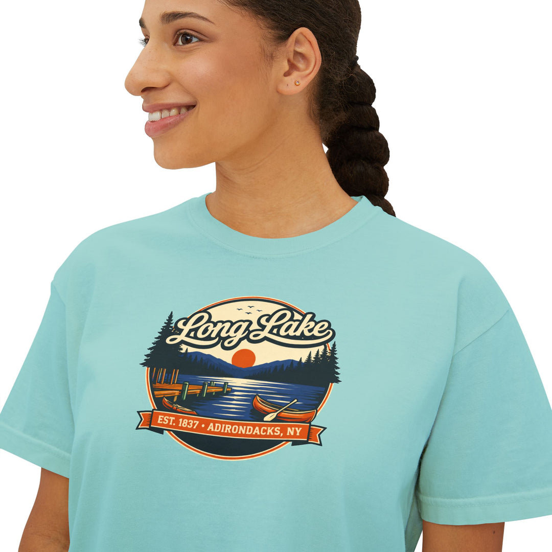 Long Lake Sunset Ladies Boxy Tee