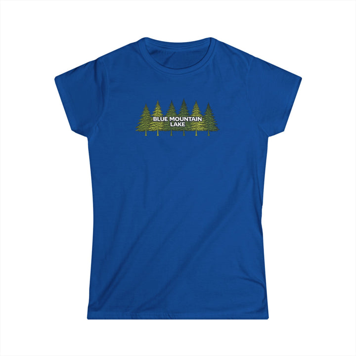 Blue Mountain Lake Pine Trees Ladies Tee