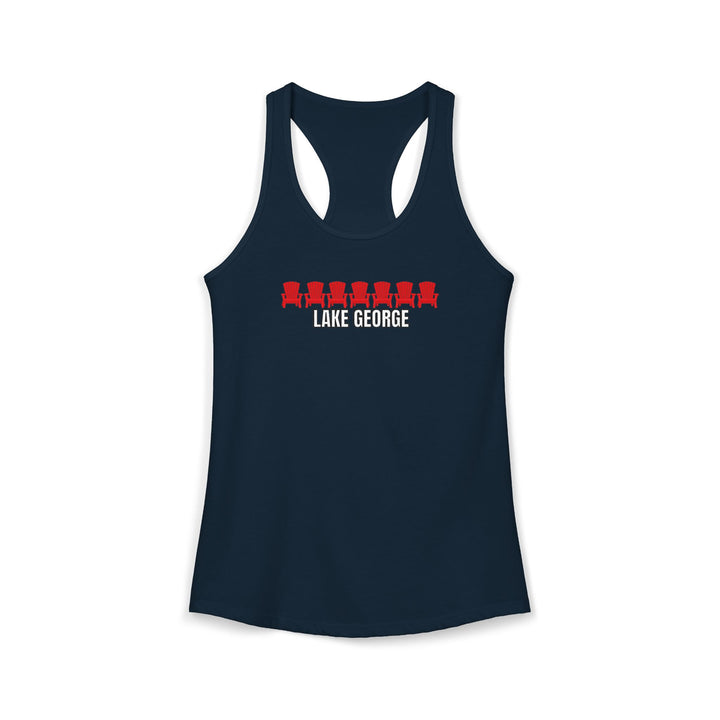 Lake George Red Chairs Racerback Tank