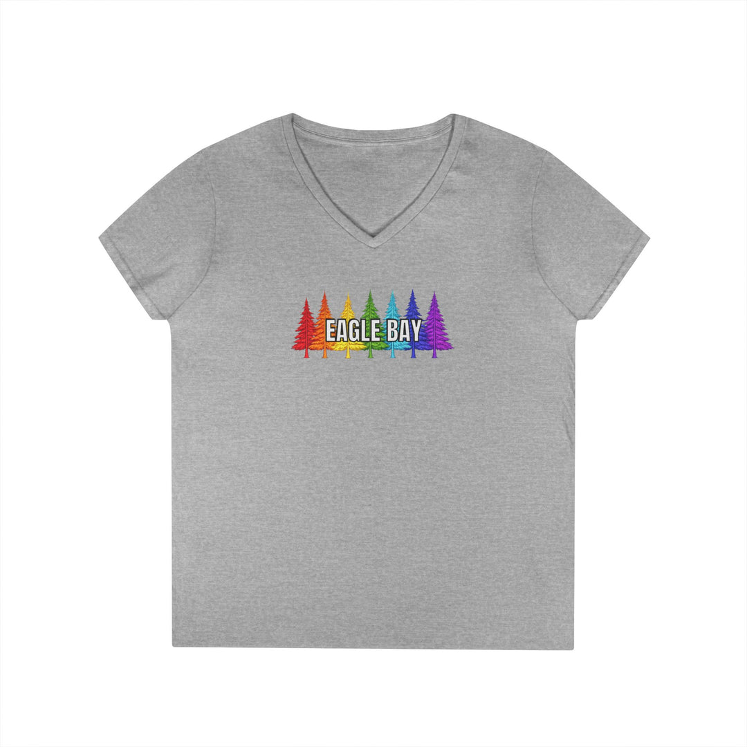 Eagle Bay Ladies V-Neck T-Shirt - Rainbow Trees