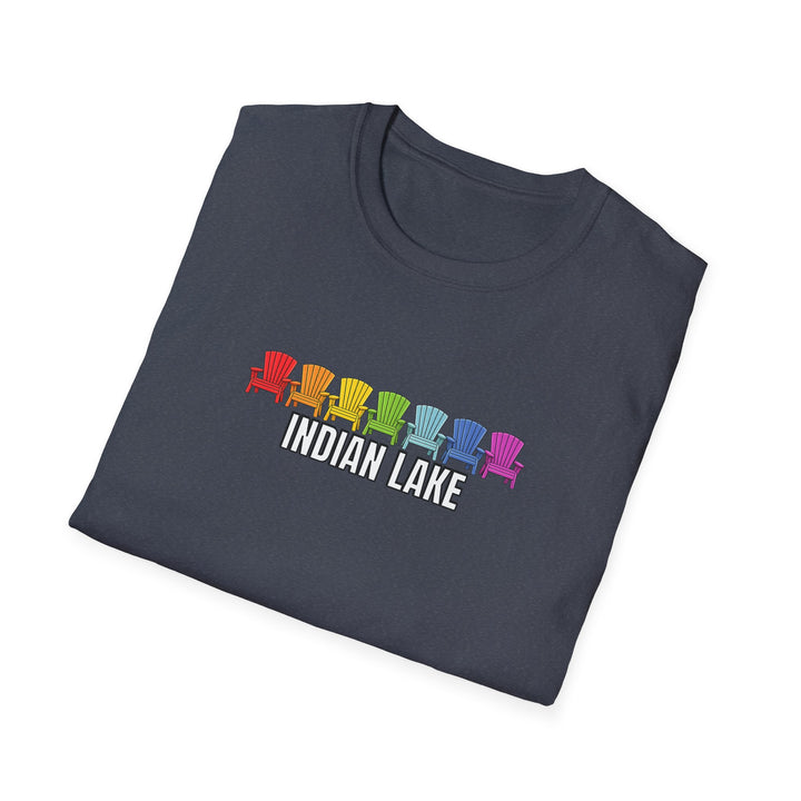 Indian Lake Unisex T-Shirt - Rainbow Chairs