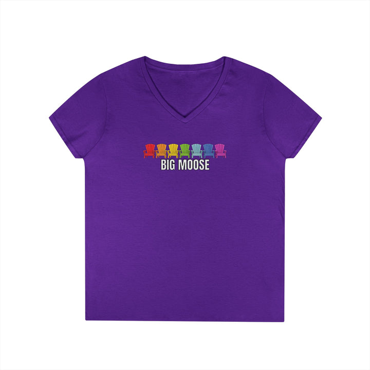 Big Moose Rainbow Chairs Ladies V-Neck T-Shirt