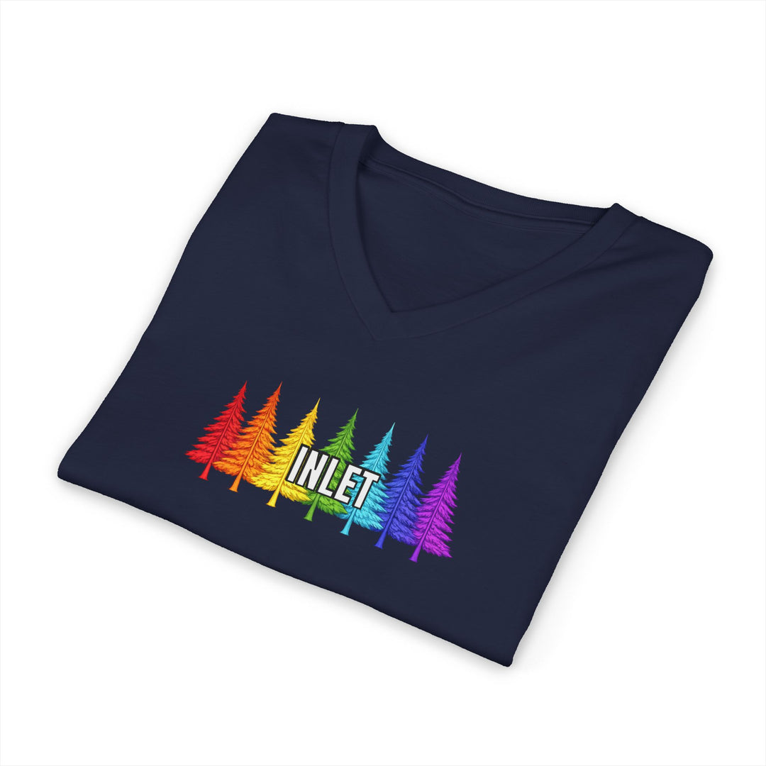 Inlet Unisex V-Neck T-Shirt - Rainbow Trees