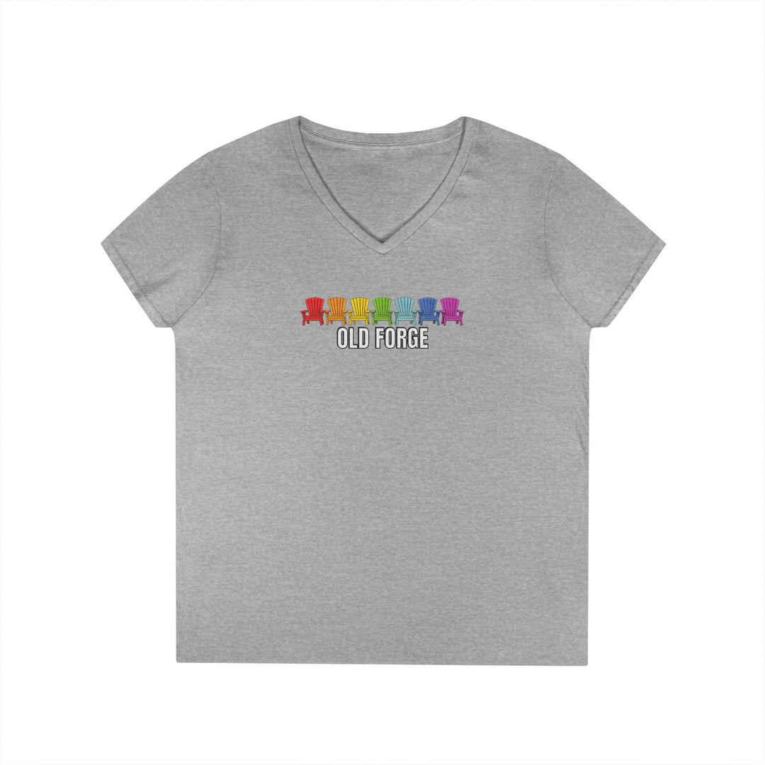 Old Forge Rainbow Chairs Ladies V-Neck T-Shirt