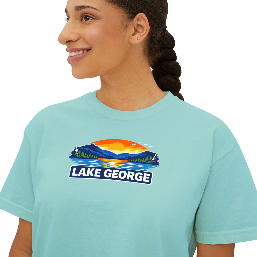 Lake George Sunset Ladies Boxy Tee