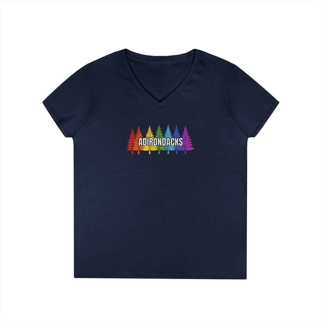 Adirondack Rainbow Tree Ladies V-Neck