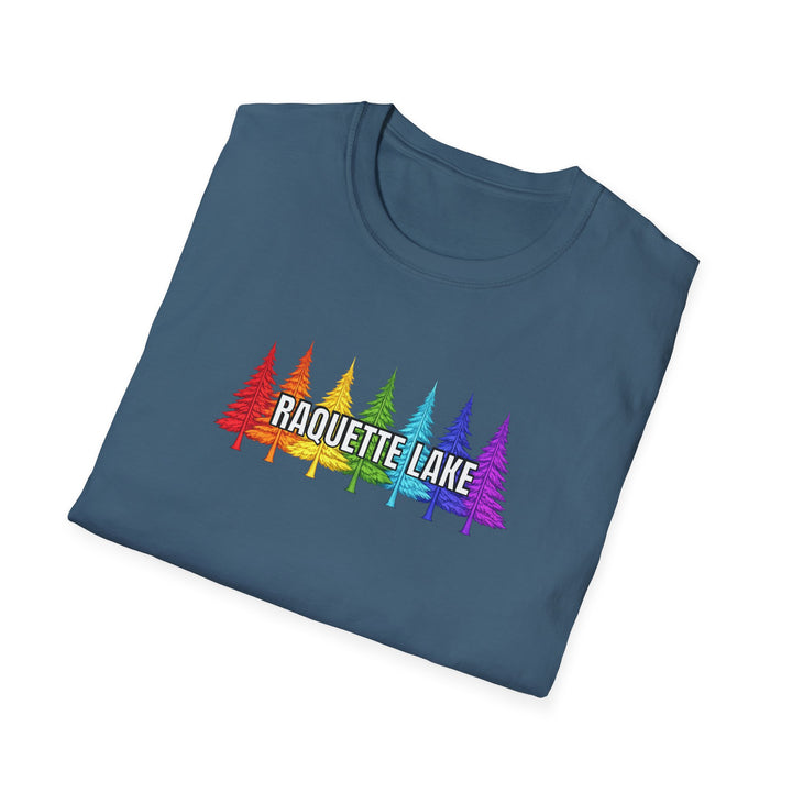 Raquette Lake Unisex T-Shirt - Rainbow Trees