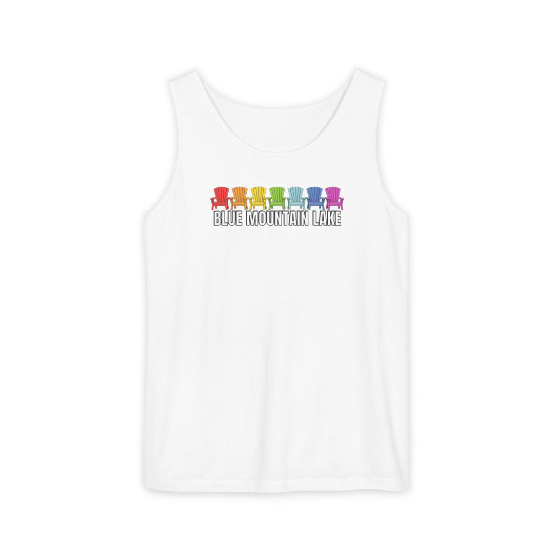 Blue Mountain Lake Rainbow Chairs Unisex Tank