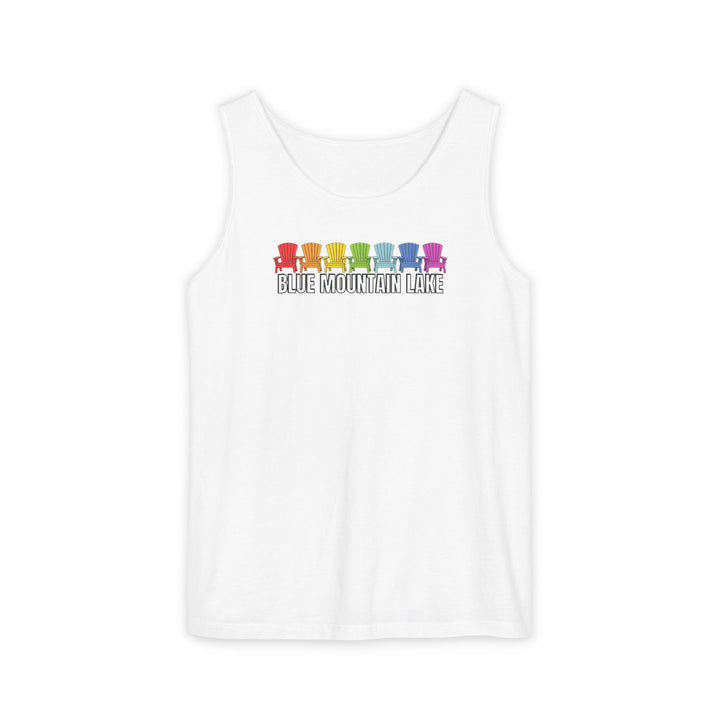 Blue Mountain Lake Rainbow Chairs Unisex Tank