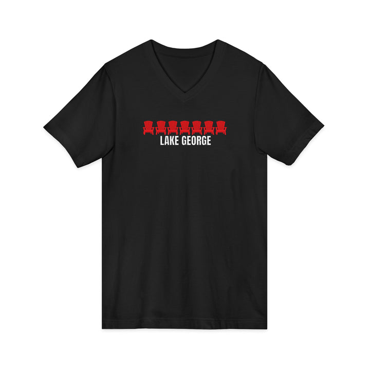 Lake George Unisex V-Neck - Red Chairs