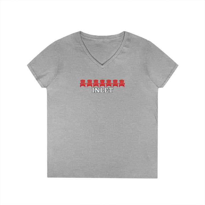 Inlet Ladies V-Neck T-Shirt - Red Chairs