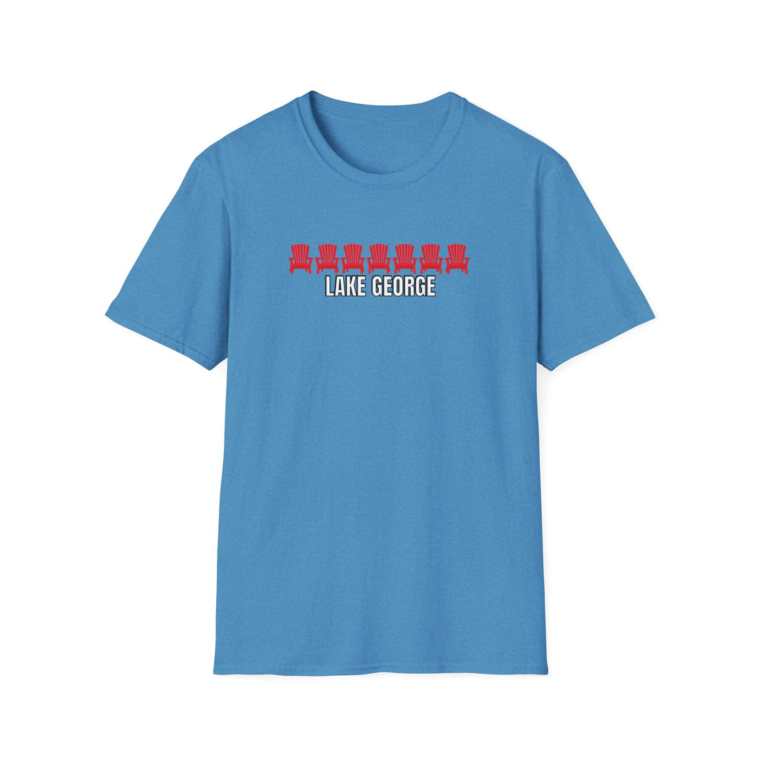 Lake George Unisex T-Shirt - Red Chairs