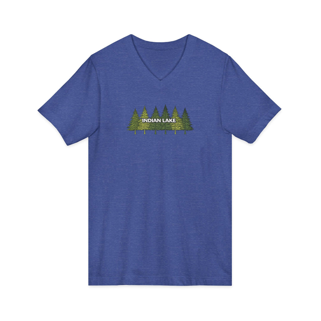 Indian Lake Unisex V-Neck T-Shirt - Pine Trees