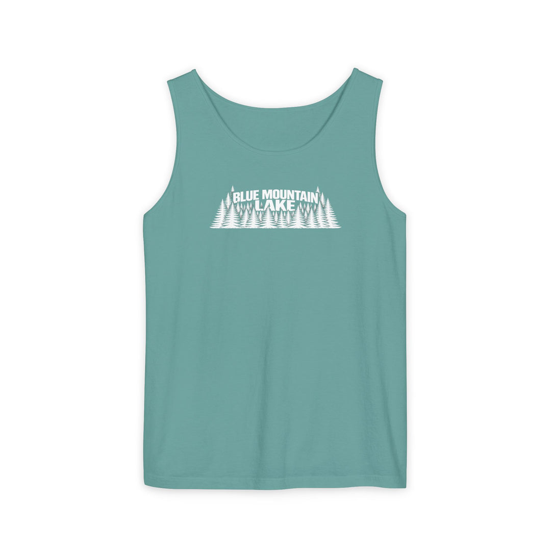 Blue Mountain Lake Trees Unisex Tank