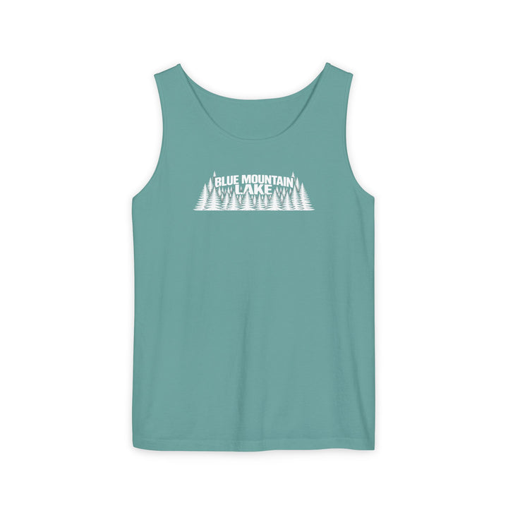 Blue Mountain Lake Trees Unisex Tank