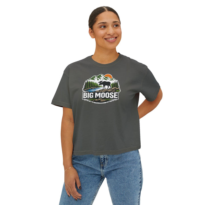 Big Moose Sunset Ladies Boxy Tee